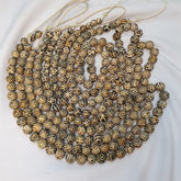 Asian Burmese Old Pumtek petrified Wood Stone beads Long necklace Unique pattern